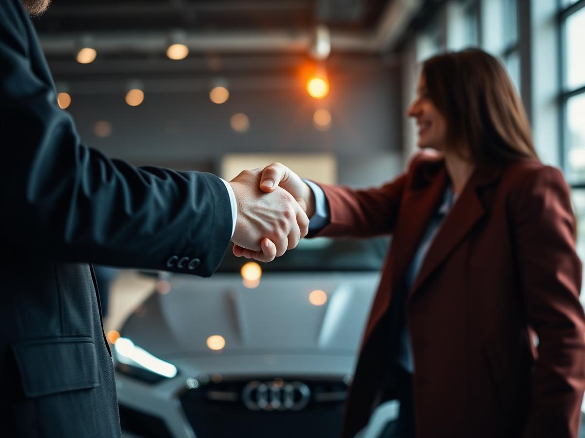 Handdruk tussen dealer en klant